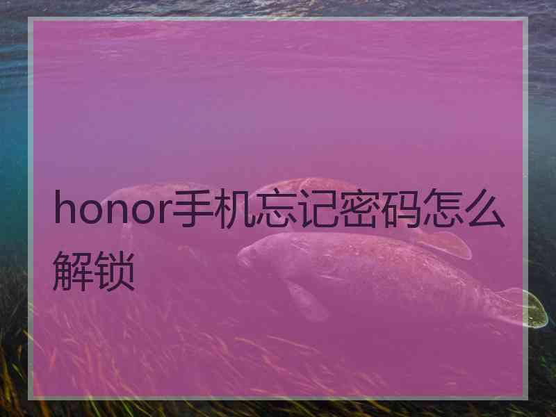 honor手机忘记密码怎么解锁