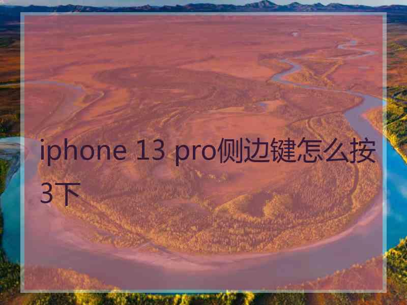 iphone 13 pro侧边键怎么按3下