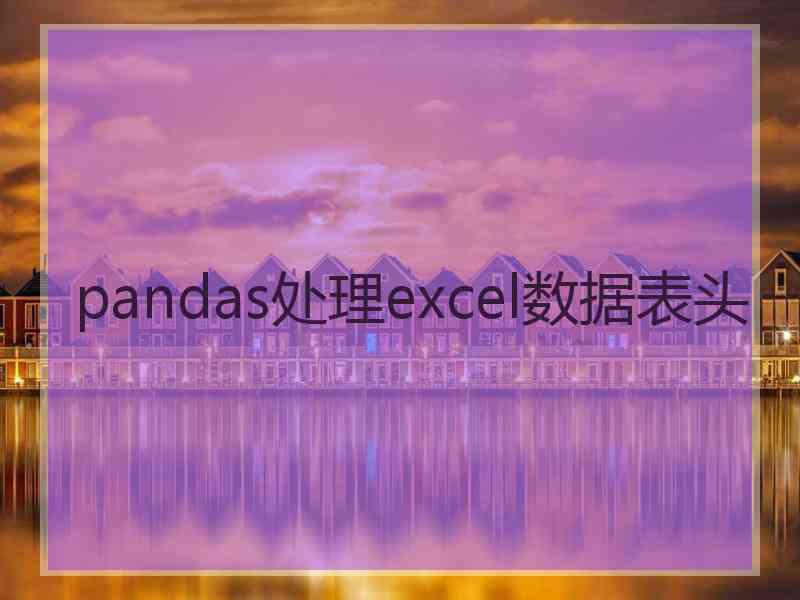 pandas处理excel数据表头