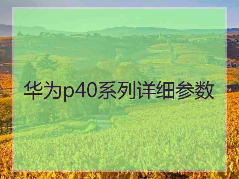 华为p40系列详细参数