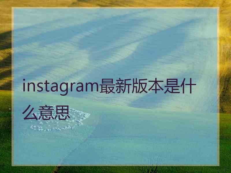 instagram最新版本是什么意思