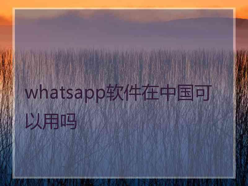 whatsapp软件在中国可以用吗