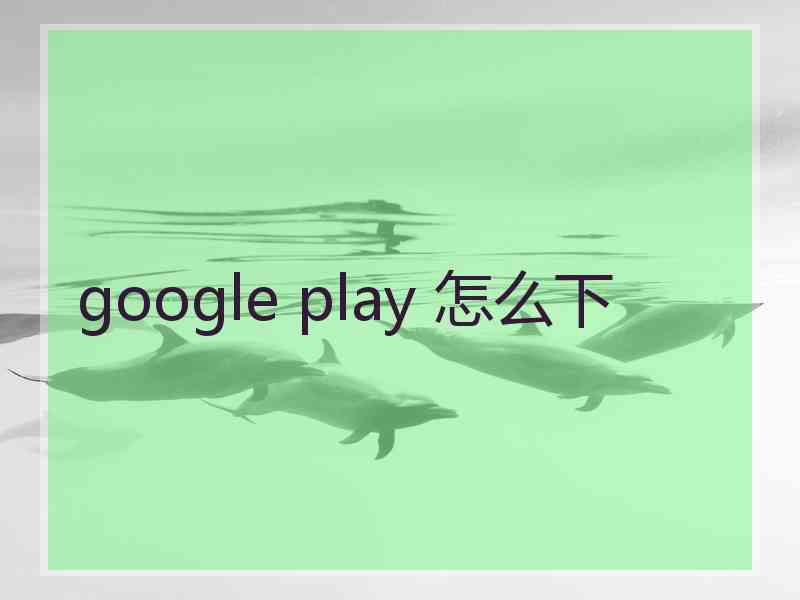 google play 怎么下