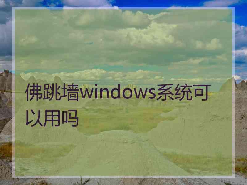 佛跳墙windows系统可以用吗