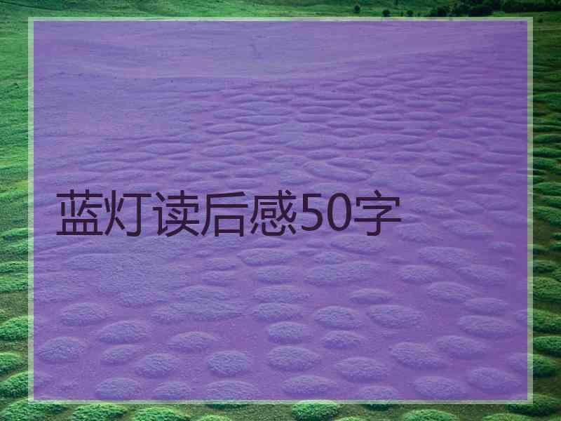 蓝灯读后感50字