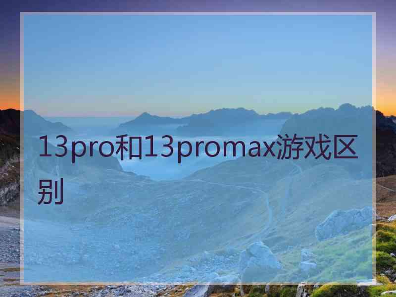 13pro和13promax游戏区别