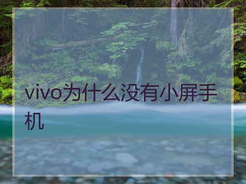 vivo为什么没有小屏手机