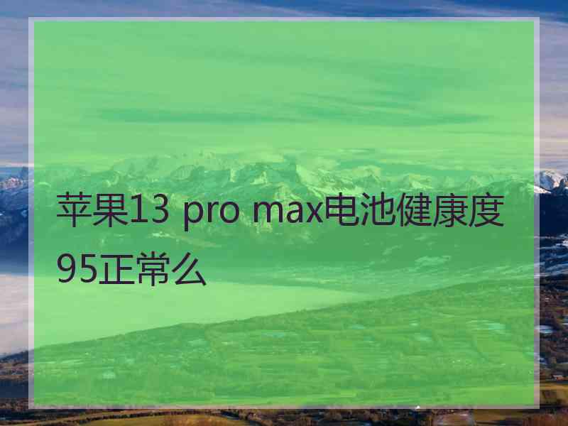 苹果13 pro max电池健康度95正常么