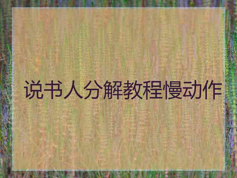 说书人分解教程慢动作