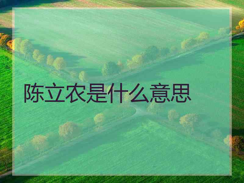 陈立农是什么意思